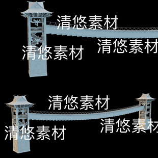 少数民族吊桥大桥悬索桥文件 非实物B501 3ds格式 obj c4d fbx