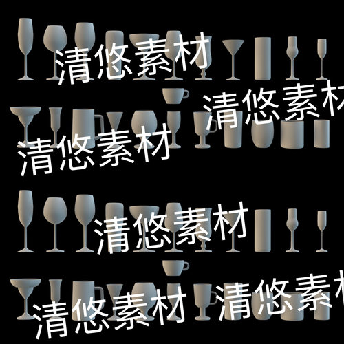 现代酒具玻璃杯高脚杯c4d fbx obj格式文件酒杯 非实物D920