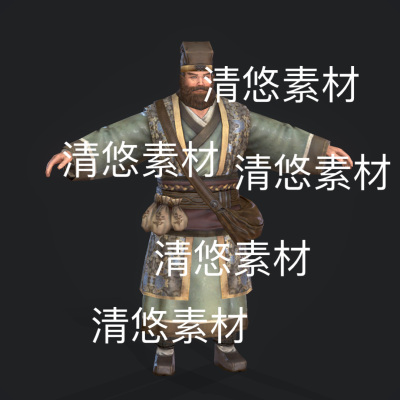 大胡子古代商人c4d fbx obj格式骨骼绑定男文件 非实物D592