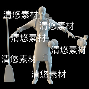 老头农夫村民人物模型文件 3dmax 非实物D55 古装 obj格式 c4d fbx