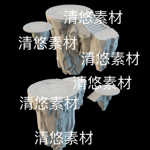 obj格式 3dmax c4d fbx 非实物D206 古风仙侠浮空破损传送石台文件