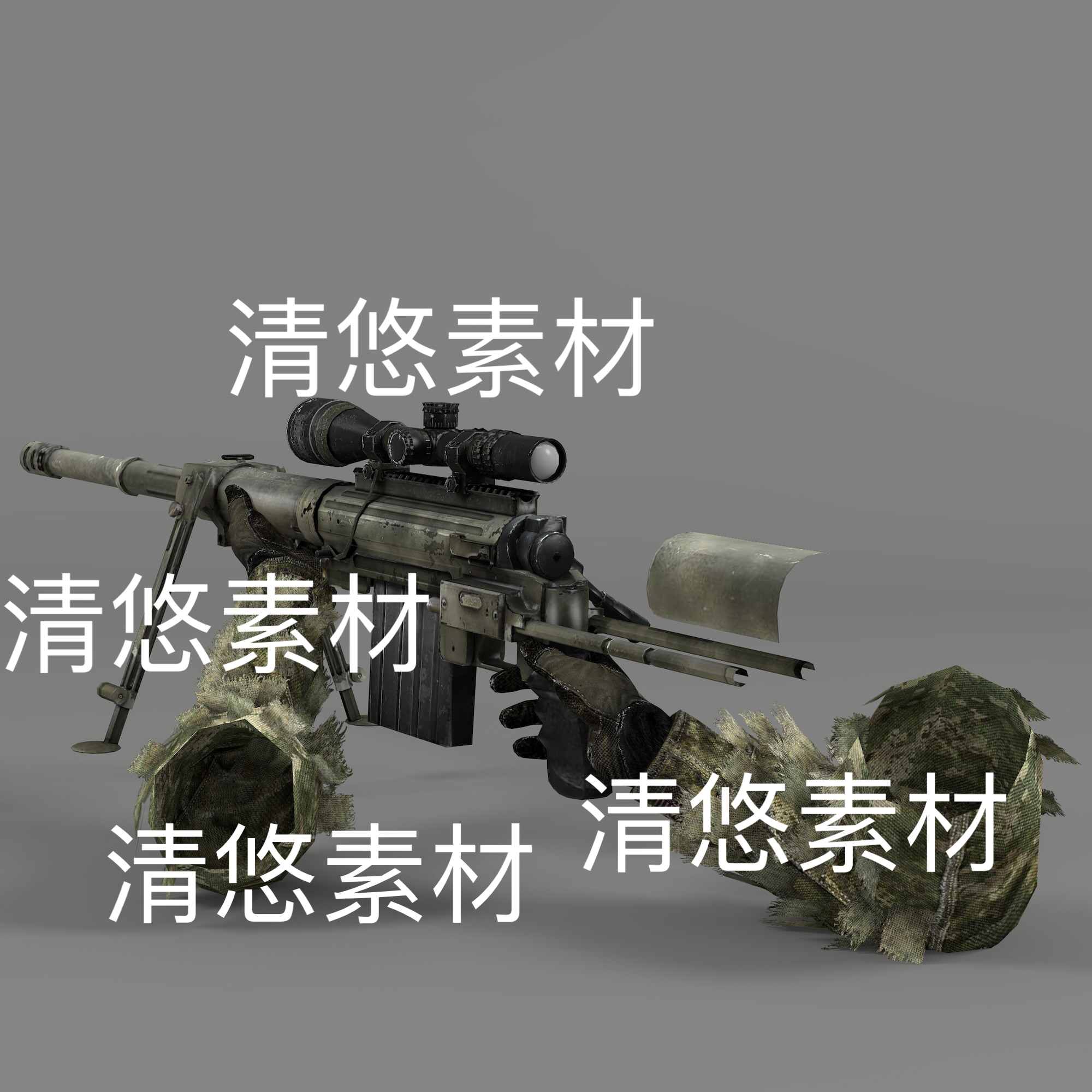 c4d fbx格式射击枪战第一人称M200持枪绑定动作文件 非实物D848