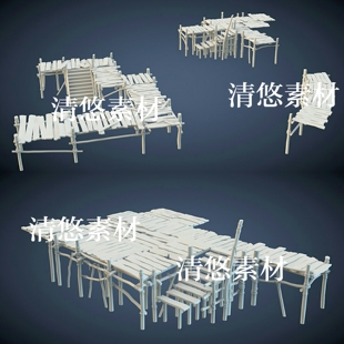 模型 古代渡口码 非实物A403 obj格式 fbx 头木台3dmax c4d