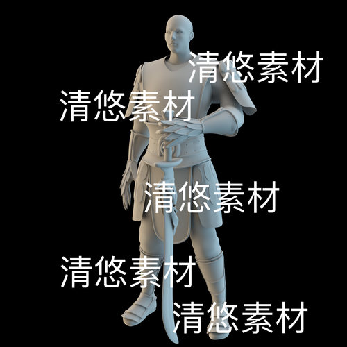blend c4d fbx obj格式传奇风光头尖爪铠甲人物男文件 非实物B809
