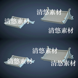 obj古代中式 dmax c4d fbx 非实物A842 屋顶房顶建筑模型文件