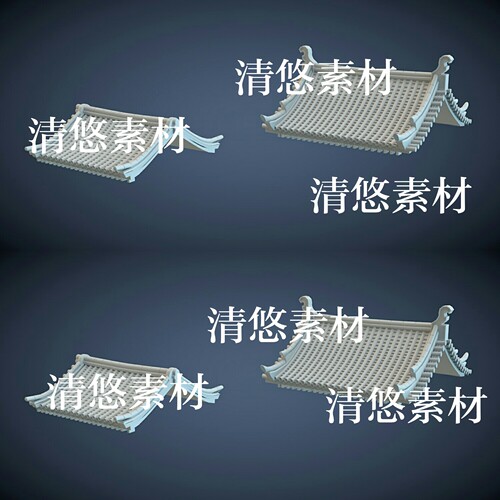 dmax c4d fbx obj古代中式屋顶房顶建筑模型文件 非实物A842