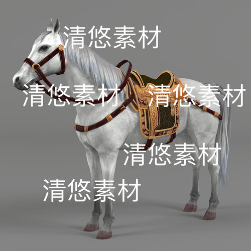 c4d fbx格式马匹千里驹白马骨骼绑定动物模型文件 非实物D810