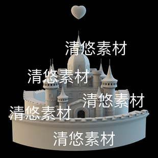 卡通欧式 c4d fbx obj格式 非实物D315 公主城堡建筑模型文件