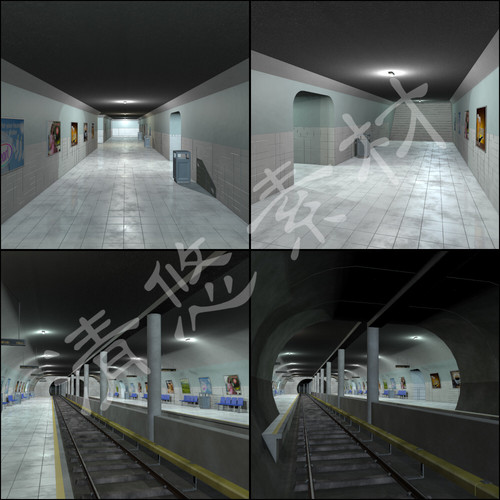 3dmax c4d fbx格式模型 建筑设施月台火车铁轨地铁站场景 366