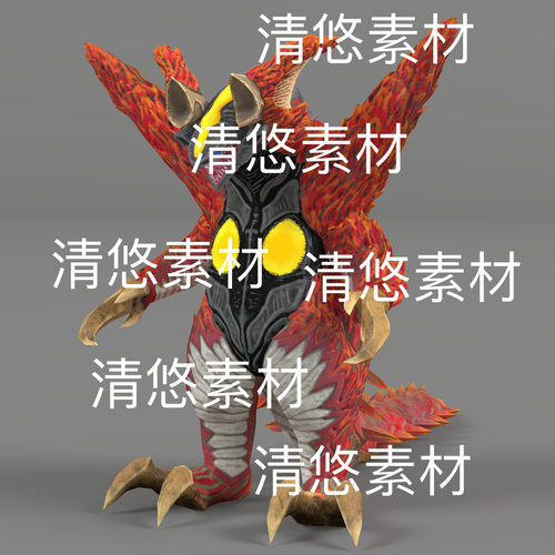 奥特曼怪兽芝庞顿模型c4d fbx格式骨骼绑定低模文件 非实物D280