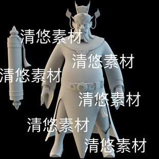 古装 c4d fbx obj格式 非实物D464 神话判官阎罗王人物模型文件