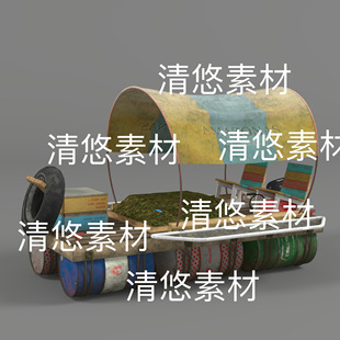 c4d obj格式 油桶小筏漂流观光小船模型文件 非实物D917 fbx