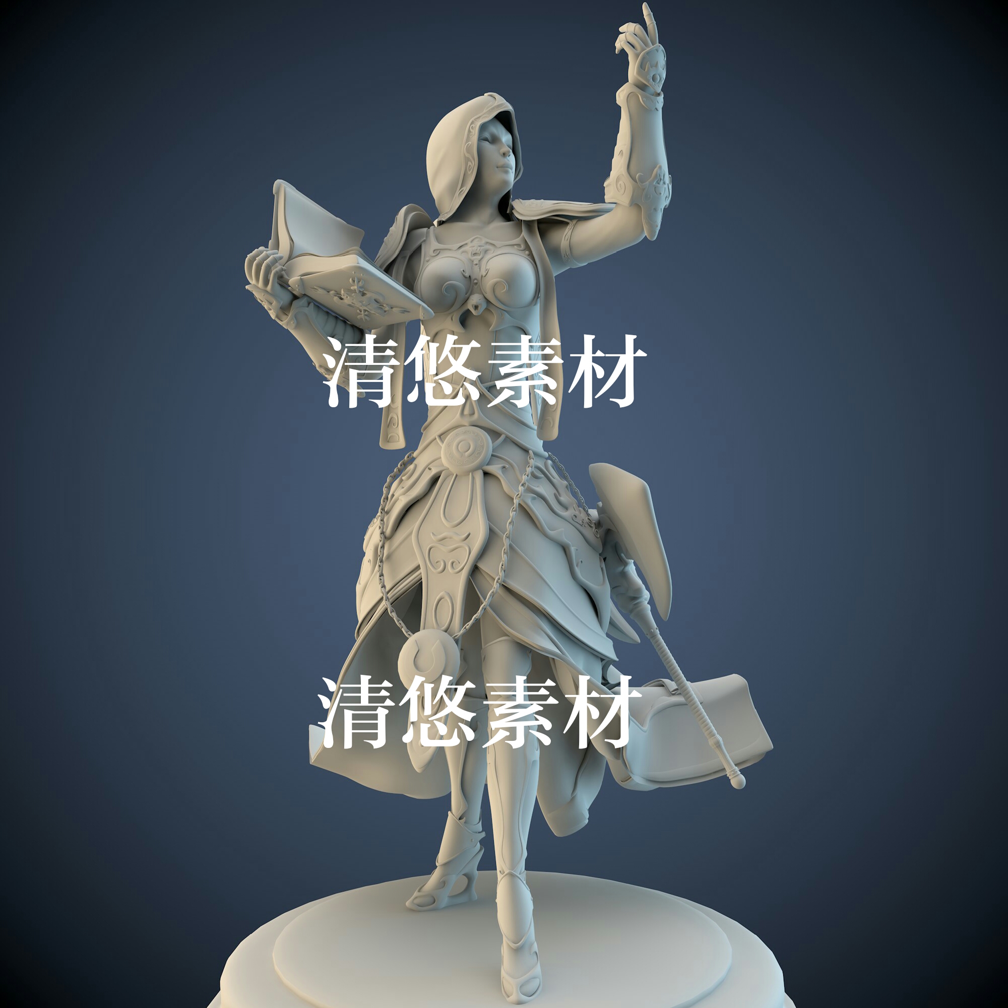 高精度女战士人物铠甲maya c4d fbx obj格式模型 非实物A395