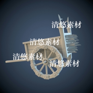 obj格式 古代攻城车刀车模型3dmax c4d fbx 非实物A527 文件推车