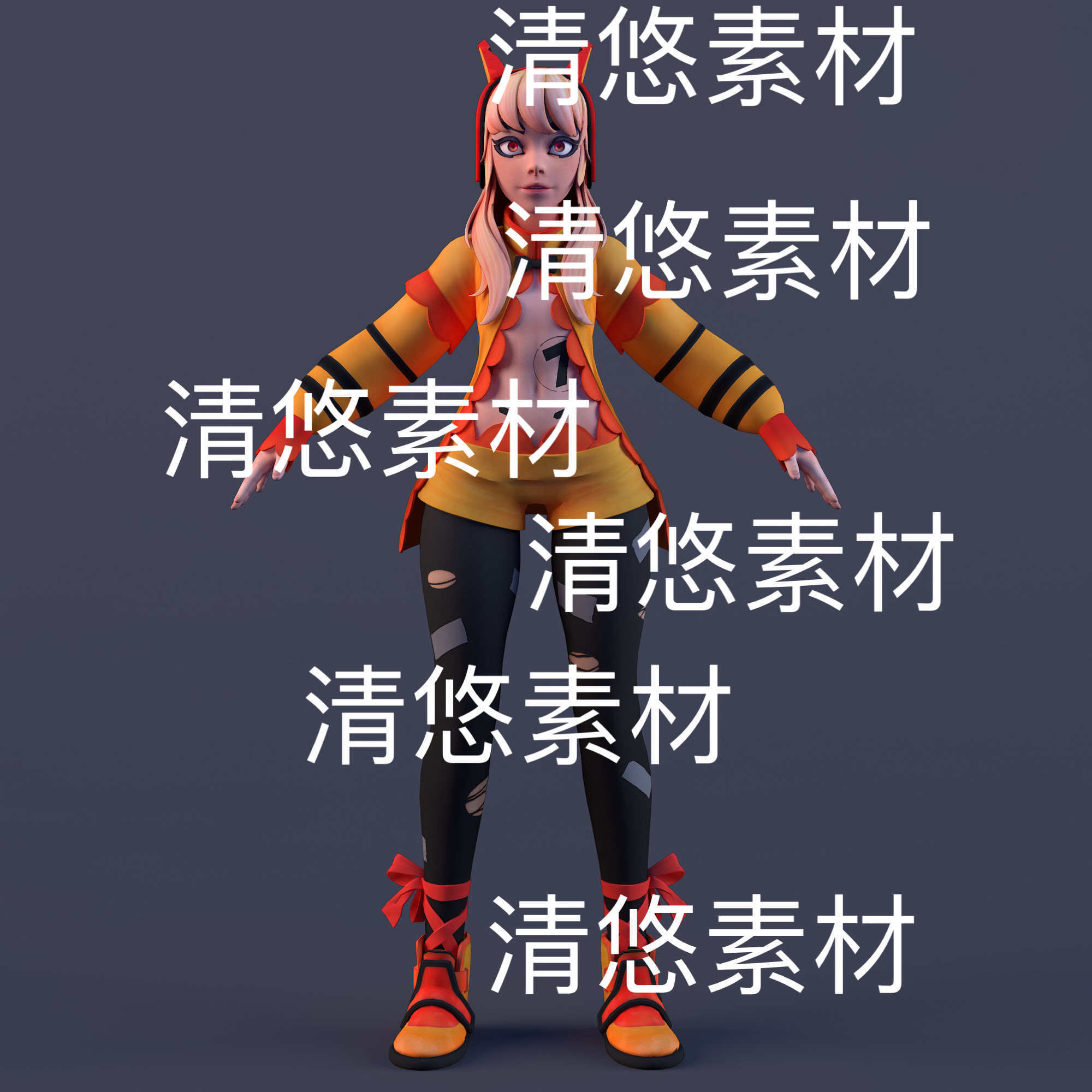 c4d fbx obj格式卡通欧美时尚糖果女孩人物模型文件 非实物D550