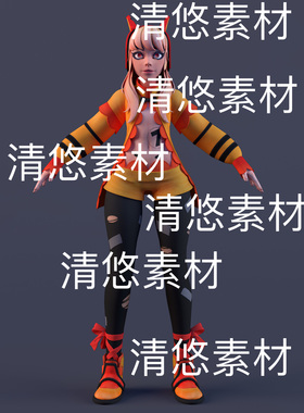 c4d fbx obj格式卡通欧美时尚糖果女孩人物模型文件 非实物D550