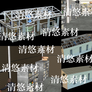 3dmax fbx格式 现代室内游戏场景仓库房子阁楼文件 非实物B342 c4d