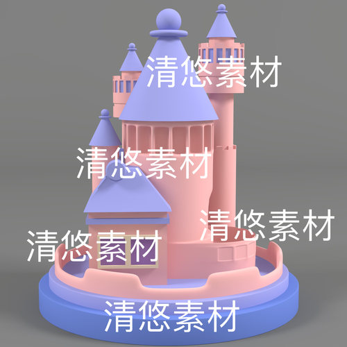 3dmax c4d fbx obj格式卡通欧式建筑城堡房子文件 非实物D361