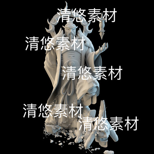3dmax c4d fbx obj格式仙侠古风天神道士小鬼石像文件 非实物D418