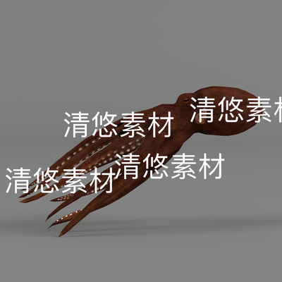 海洋章鱼动物c4d fbx八爪鱼3D模型骨骼绑定动作3D文件 非实物C166