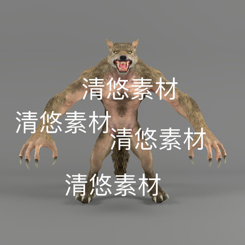 26个动作c4d fbx格式狼人动物3D模型骨骼绑定3D文件 非实物D311