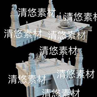 obj格式 高模3dmax c4d fbx 非实物B694 仙侠古风祭台石块阶梯文件