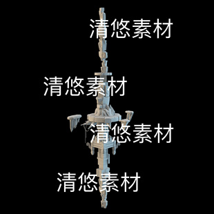 obj格式 3dmax c4d fbx 非实物B695 仙侠古风浮空云柱碎石柱文件