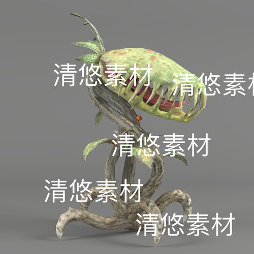 c4d fbx格式骨骼绑定动作植物大战僵尸食人花动作文件 非实物D742