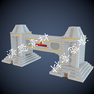 obj 满洲里第五代中国国门3dmax c4d fbx 非实物A290 3ds建筑