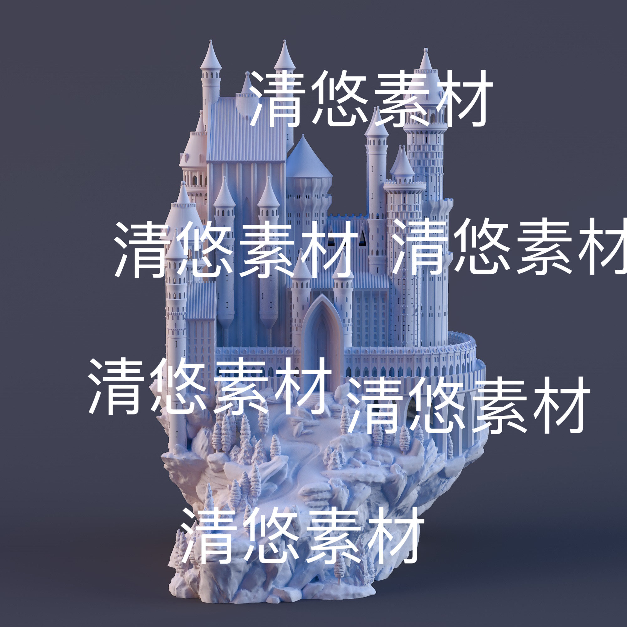 c4d fbx obj格式高模中世纪西方城堡建筑文件 非实物D953