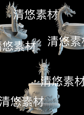 3dmax c4d fbx obj格式神龙盘龙模型文件 非实物D773