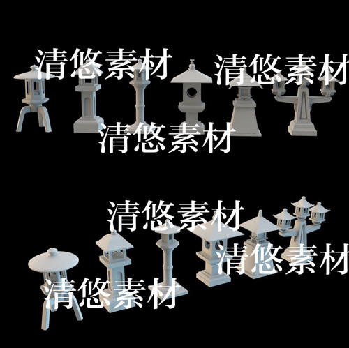3dmax c4d fbx obj 3ds格式中式古风场景装饰石灯文件 非实物B404