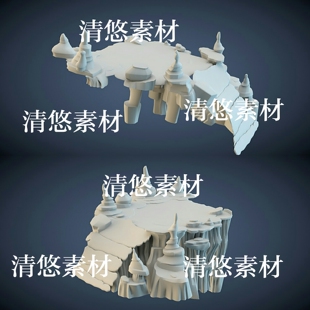 obj格式 3dmax c4d fbx 非实物A858 石台石头山石模型文件