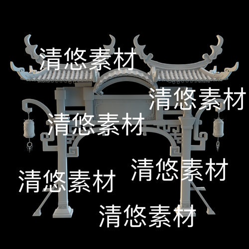 3dmax c4d fbx obj 3ds格式仙侠古风牌坊古建筑文件 非实物B652