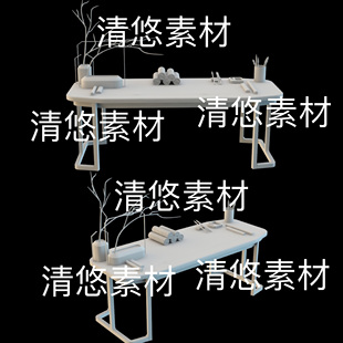 古风文房四宝毛笔桌子文件 3dmax 非实物B887 中式 obj格式 c4d fbx