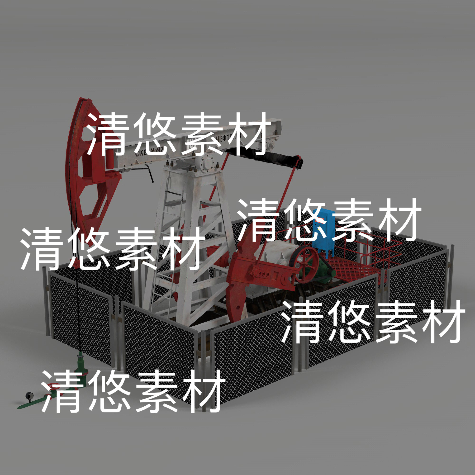c4d fbx obj格式工业机械设备石油钻机油泵模型文件 非实物E172