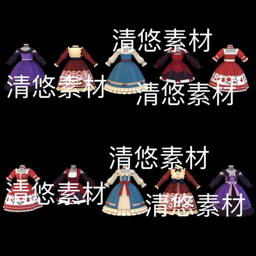c4d fbx obj格式卡通可爱小女孩连衣裙公主裙文件 非实物B982