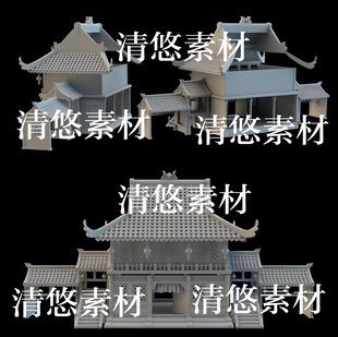 maya fbx obj古代建筑房子窗户灯笼阶梯模型文件 非实物B29 c4d