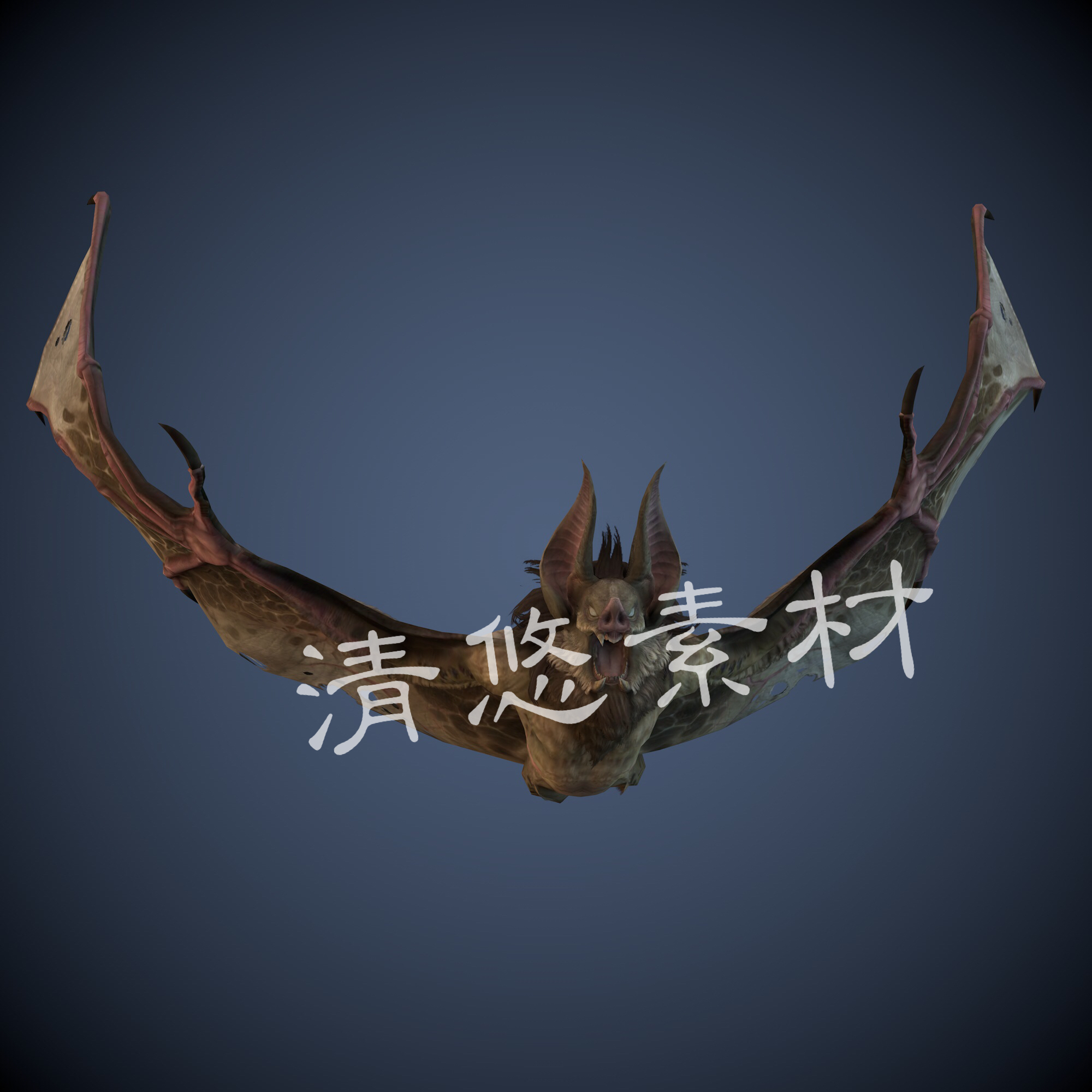 3种游戏怪物蝙蝠怪c4d fbx飞行动物模型骨骼绑定带动作非实物A282