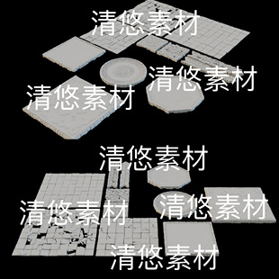 obj格式 3dmax c4d fbx 非实物B779 古代场景地表地面地砖地花文件