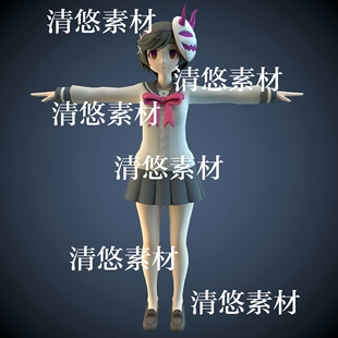 obj格式 校服二次元 c4d 美少女卡通人物文件 非實(shí)物A728 fbx maya
