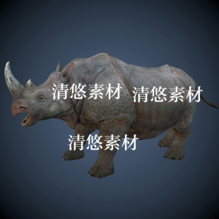 模型四足动物犀牛骨骼绑定带动作文件模型 非实物A391 fbx格式 c4d