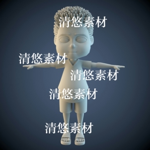 obj格式 maya c4d fbx 非实物A559 卡通人物小胖男孩形象模型文件