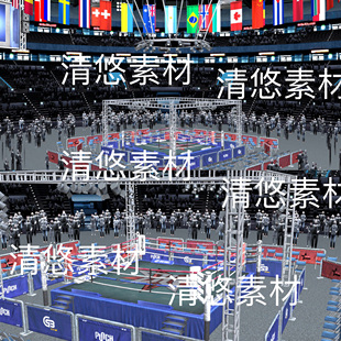 c4d obj格式 拳击格斗擂台场景比赛场模型文件 非实物D223 fbx