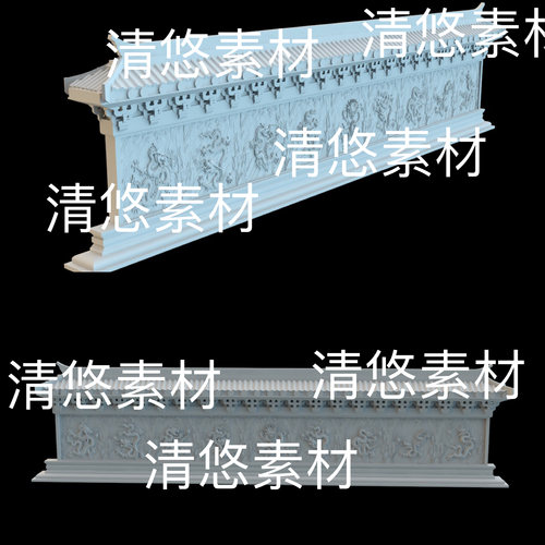 3d打印文件 故宫古建筑影墙影壁九龙壁stl格式模型 非实物E192