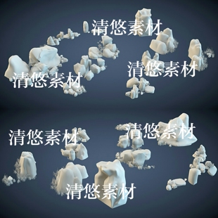 饰模型文件 3dmax 非实物A884 石头山石草场景装 obj格式 c4d fbx