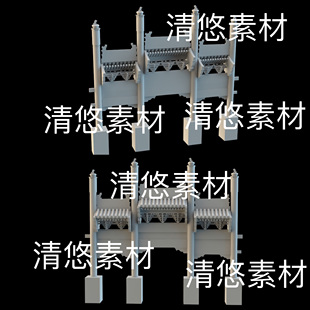 c4d 古建筑古典牌坊大门文件 fbx 3ds中式 非实物B460 obj