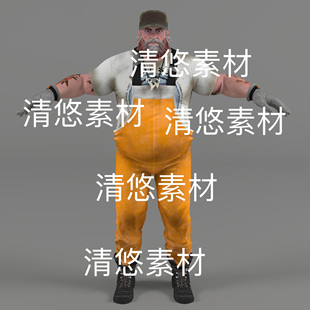 欧美海盗船长水手骨骼绑定男文件 非实物D428 fbx格式 c4d
