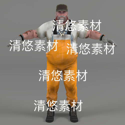 c4d fbx格式欧美海盗船长水手骨骼绑定男文件 非实物D428
