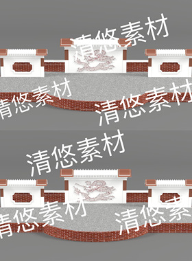 c4d fbx obj格式古风中式场景乡村民俗舞台戏台文件 非实物E64